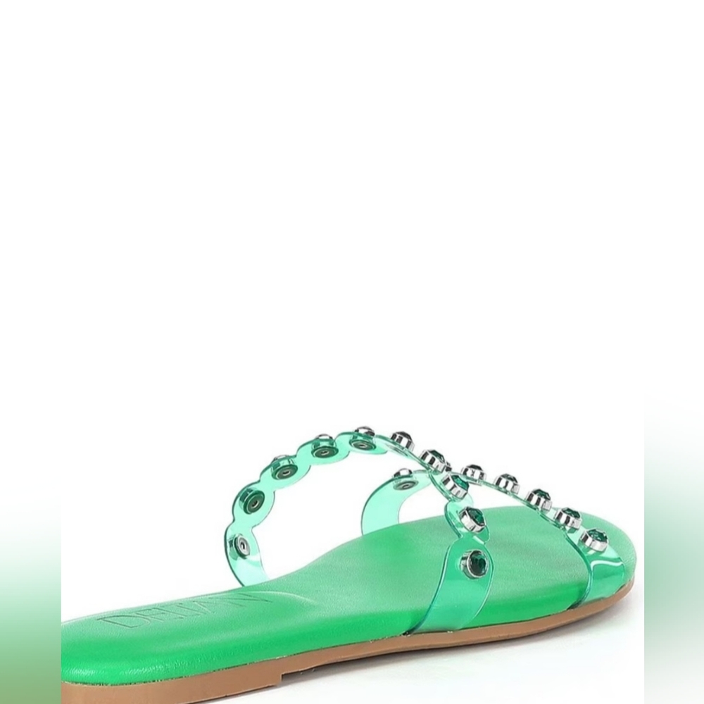 Deltan Hollie Scallop Rhinestone Embellished Banded Slides
